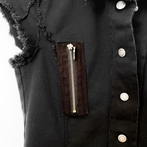 EDC by Esprit Thrashed Black Punk Goth Mini Dress Sz Small Zipper Frayed Rocker - Picture 3 of 15